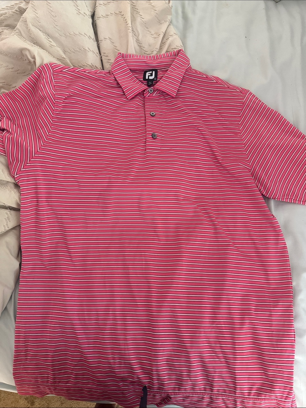 FootJoy Hot Pink & White Striped Men's Polo